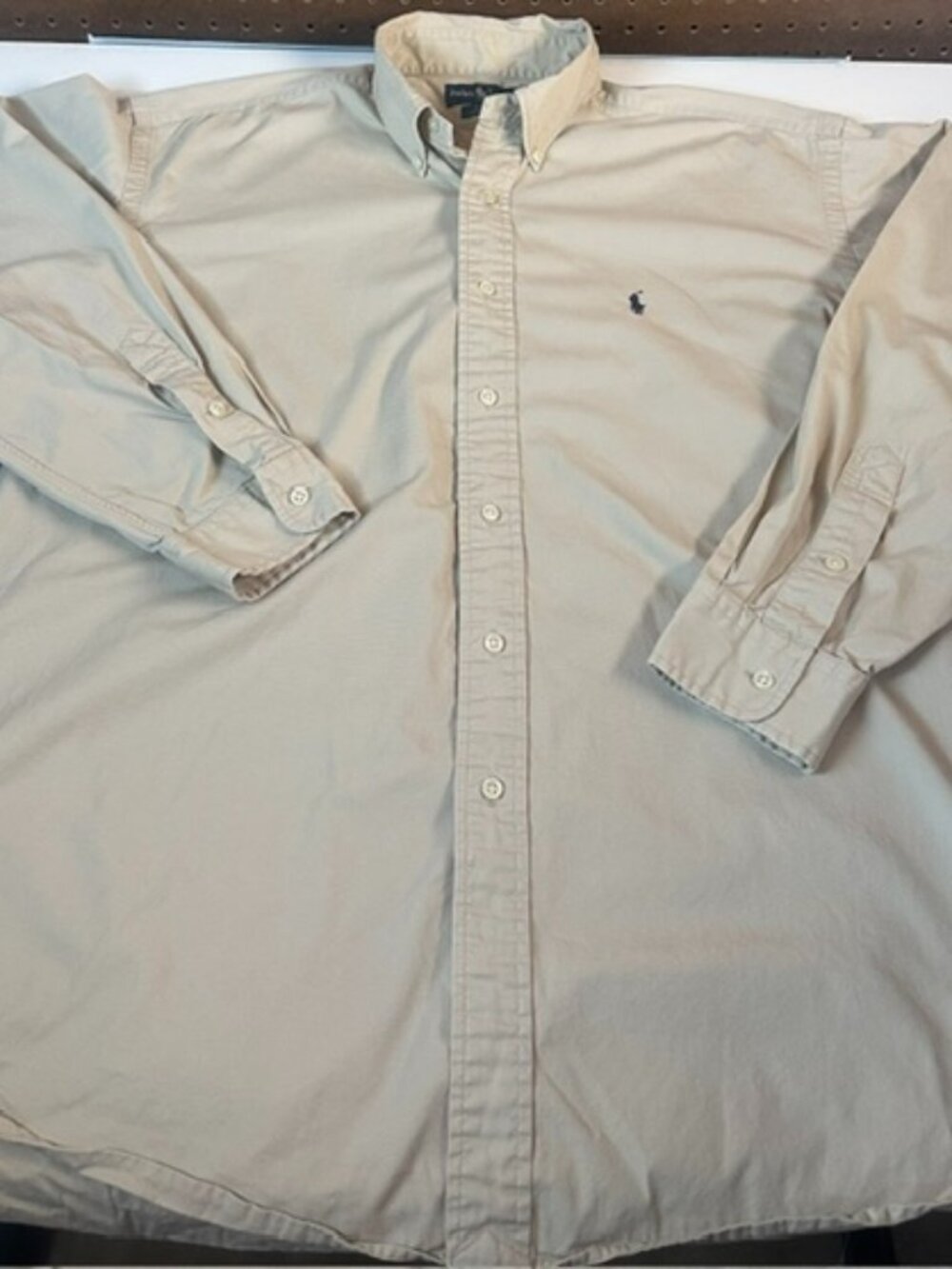 Polo Ralph Lauren Blake Shirt Men's L Khaki Tan Cotton Button Down LS Vintage